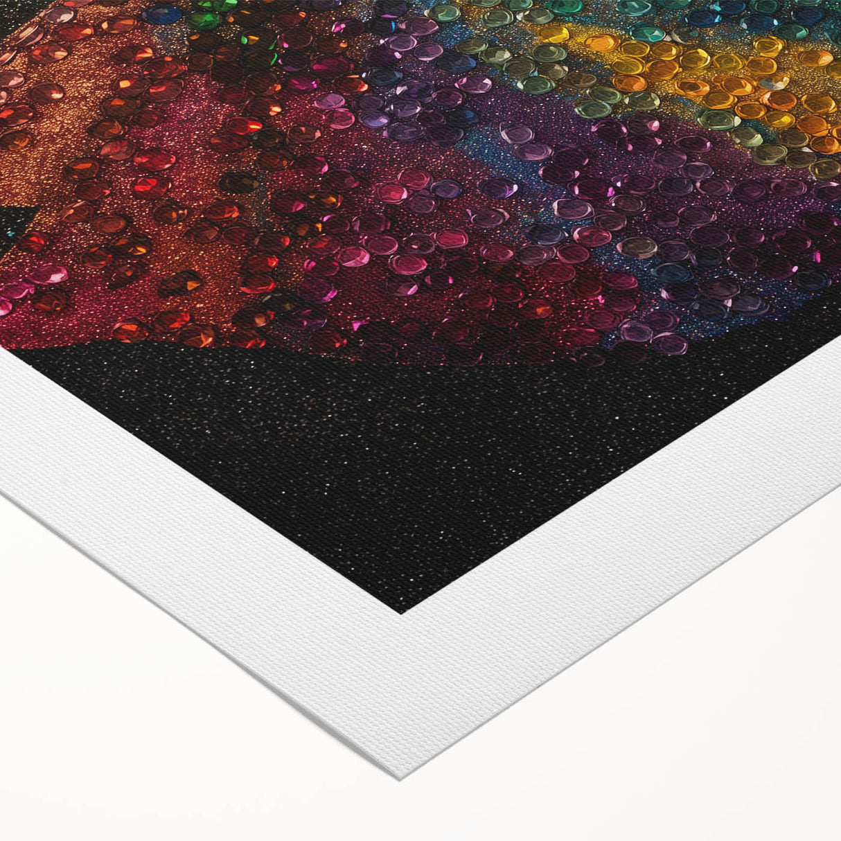 Abstract figurative wall art on rolled canvas showcasing vibrant colors and dynamic shapes, ideal for modern decor, presented in protective cardboard packaging.