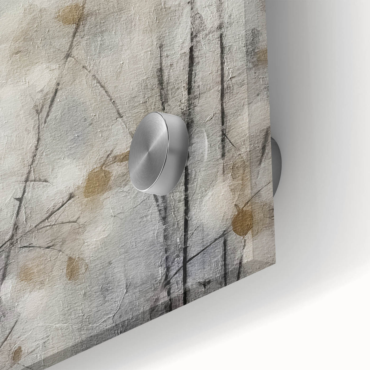 Close-up of vibrant abstract floral wall art printed on acrylic glass, showcasing intricate details and vivid colors, perfect for modern home decor.