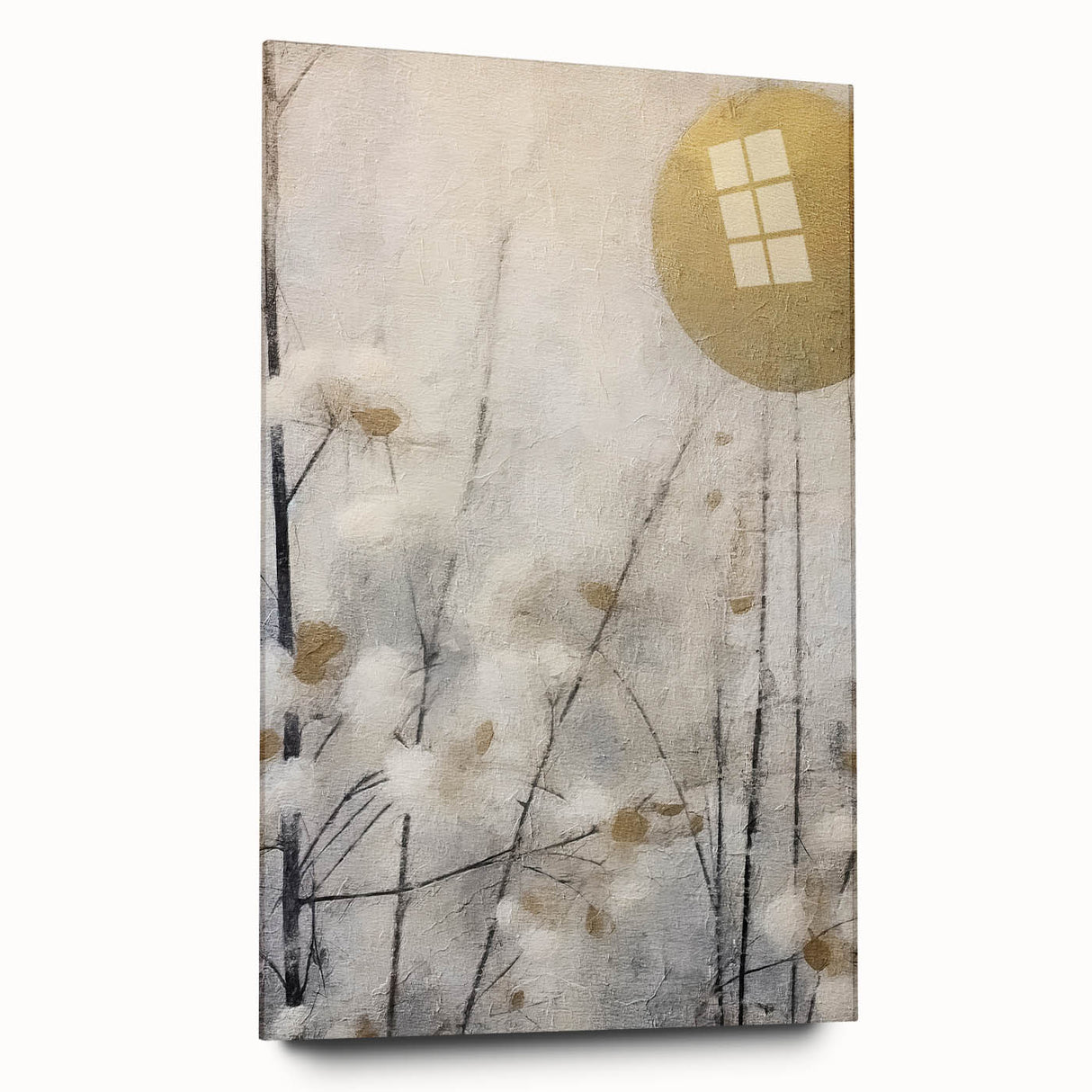 Abstract floral wall art design displayed in a sleek acrylic glass frame, showcasing vibrant colors and intricate patterns, perfect for modern home decor.