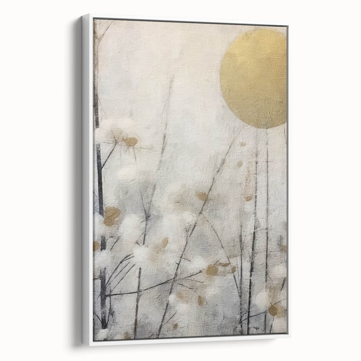 Framed canvas wall art showcasing abstract floral designs in soft pastel colors, displayed from a white side view, perfect for modern home decor.