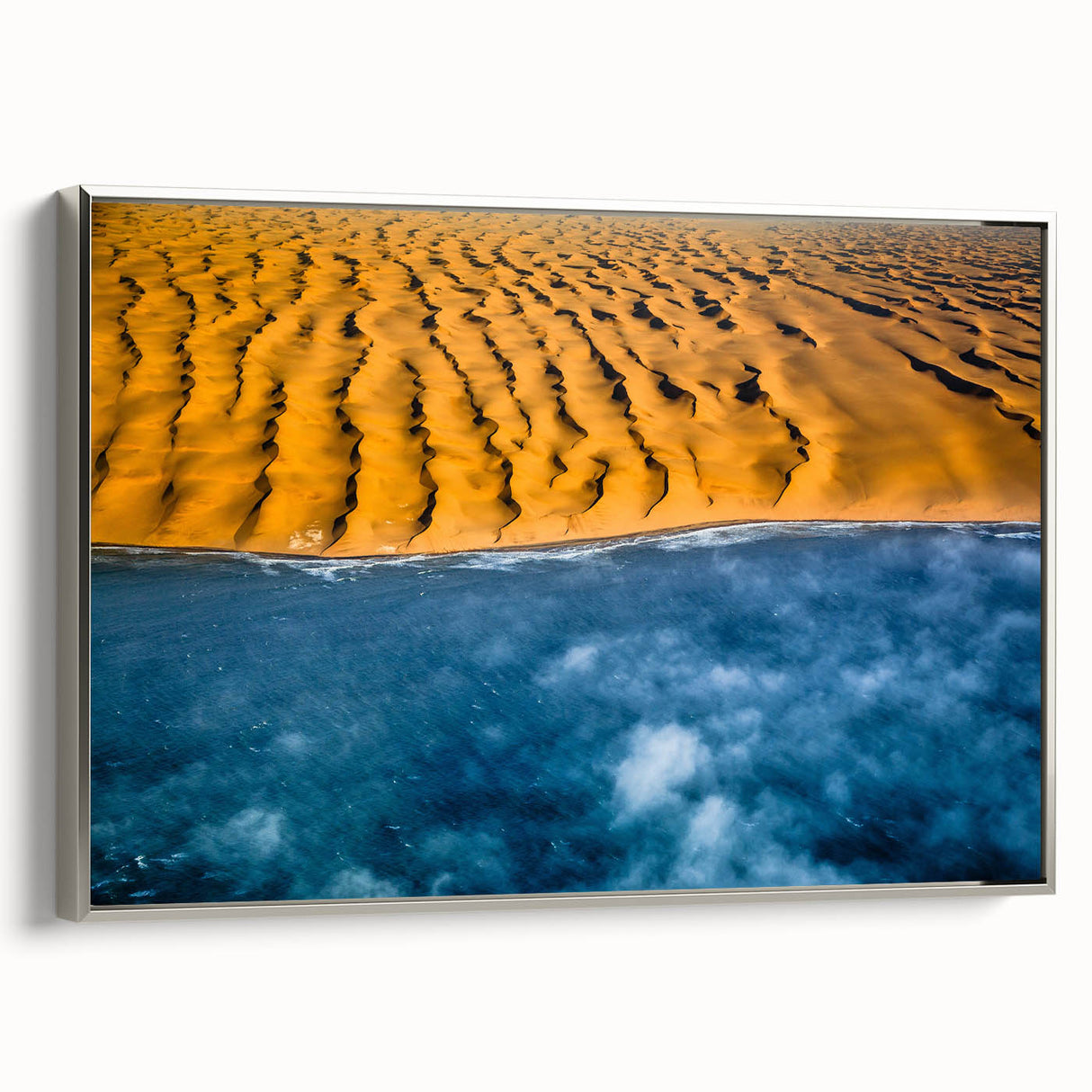 Vintage poster art of an African scenery on a framed canvas, featuring vibrant earthy tones, ideal for living room decor.