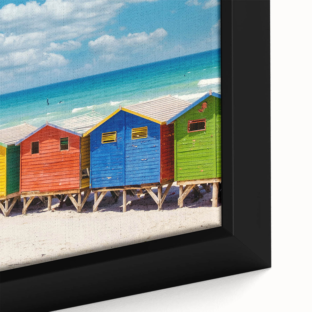 Extra large framed canvas featuring a textured depiction of a vibrant African scenery, ideal for living room decor.