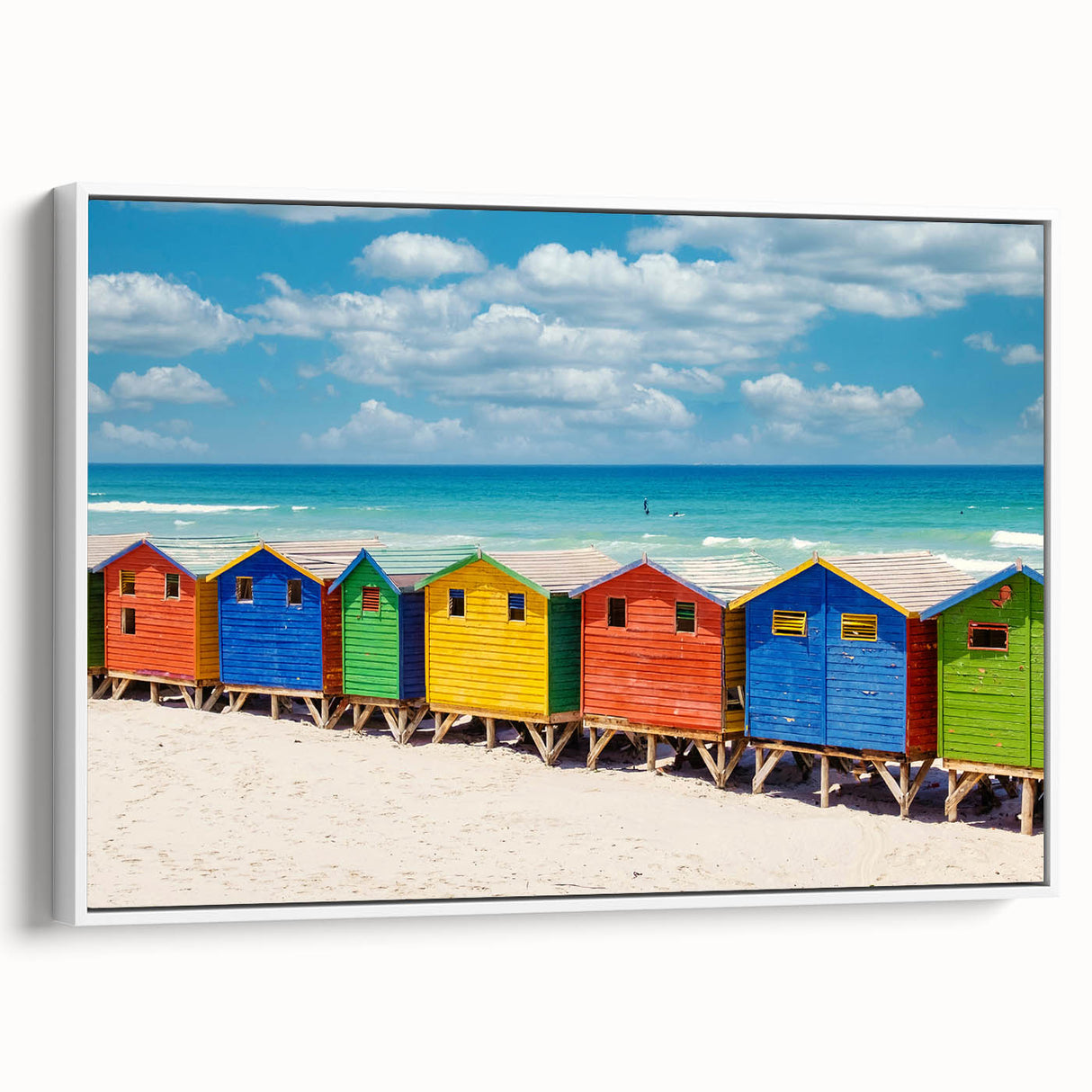 Vintage poster art of a South African landscape on a framed canvas, featuring vibrant colors, ideal for living room decor.