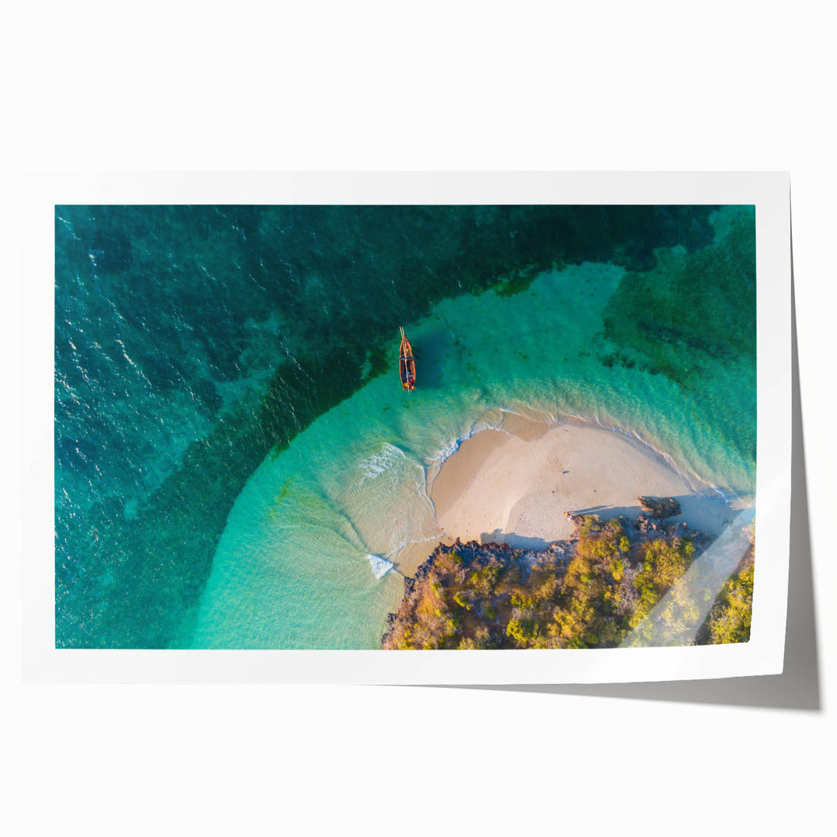 Extra large rolled print of a Tanzanian landscape with vibrant greenery and subtle floral elements.