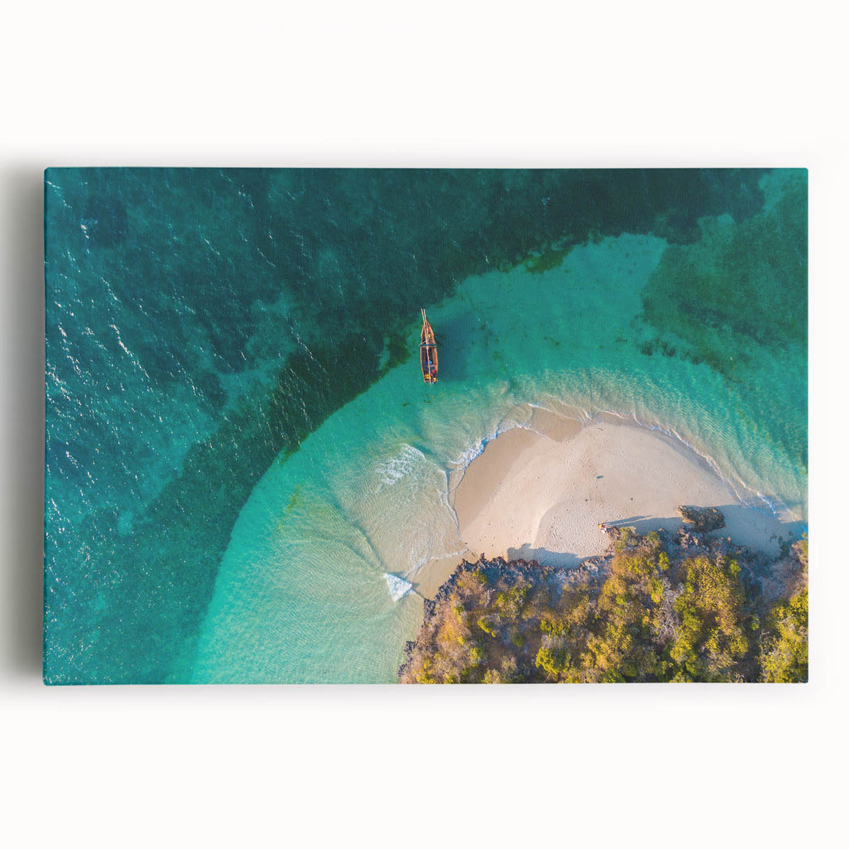 Black and white stretched canvas featuring a serene Tanzanian landscape, ideal for kitchen wall art.