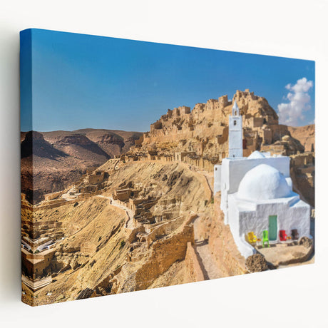 African scenery with warm earth tones on a large stretched canvas, suitable for kitchen wall art.