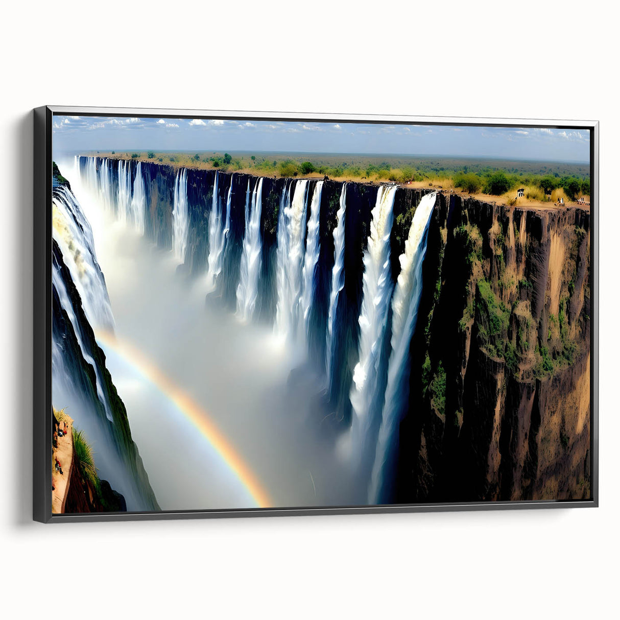 Black and white landscape art painting of Zambia on framed canvas, ideal for bedroom decor.