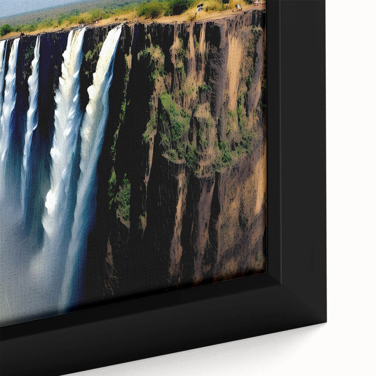 Extra large framed canvas featuring a textured depiction of a vibrant African landscape, ideal for living room decor.