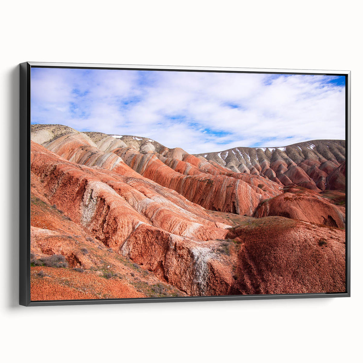 Black and white landscape art painting of Azerbaijan scenery on framed canvas, ideal for bedroom wall decor.