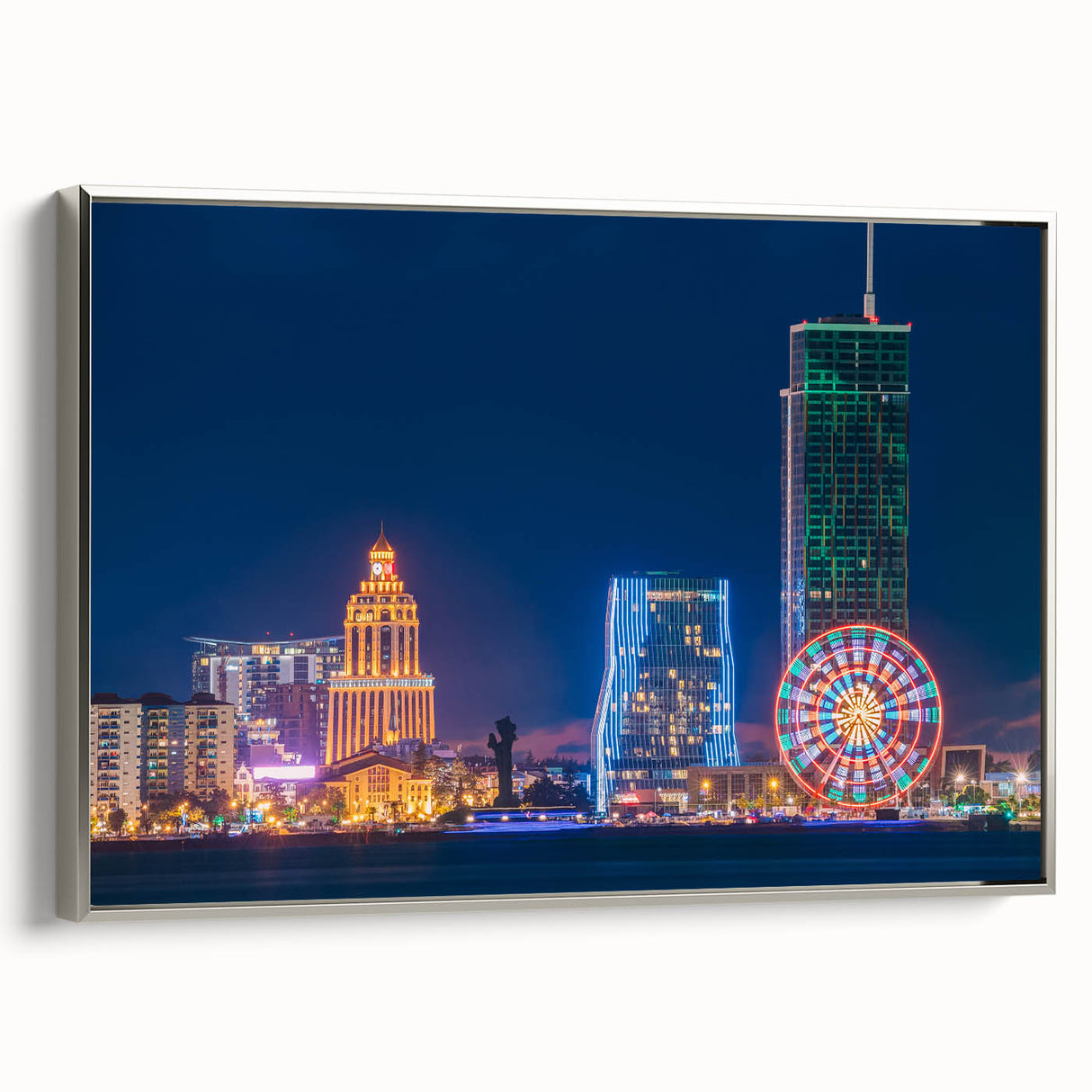 Landscape art painting of a Georgian scenery on framed canvas, featuring muted earth tones, ideal for living room decor.