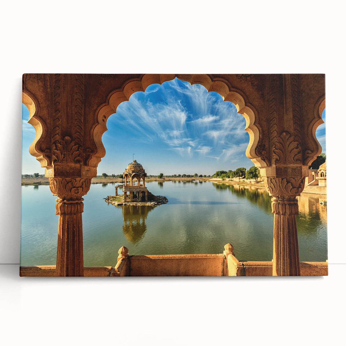 Black and white photograph of an Asian landscape on stretched canvas, ideal for kitchen wall art or bedroom ambiance.