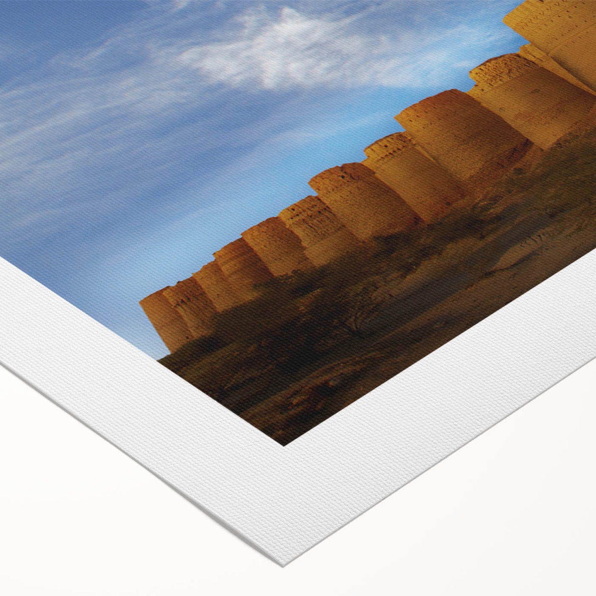 Art deco poster of a vibrant Pakistani landscape on rolled canvas, suitable for dining room decor.