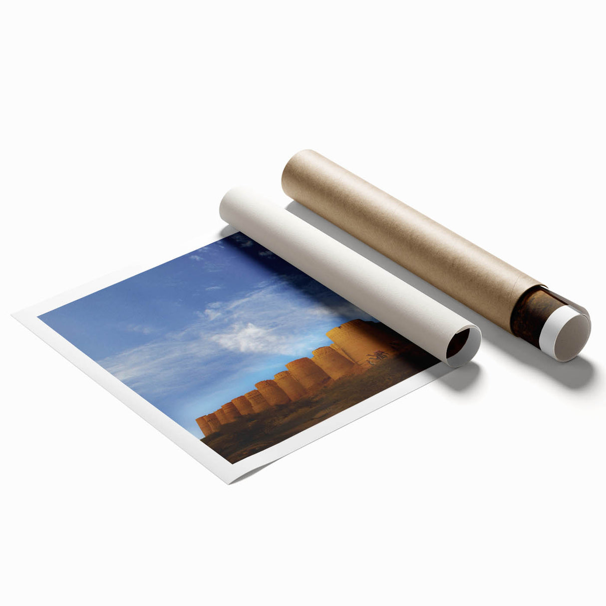 Extra large rolled print of a serene floral landscape in soft pastel shades, ideal for classy bathroom wall art.