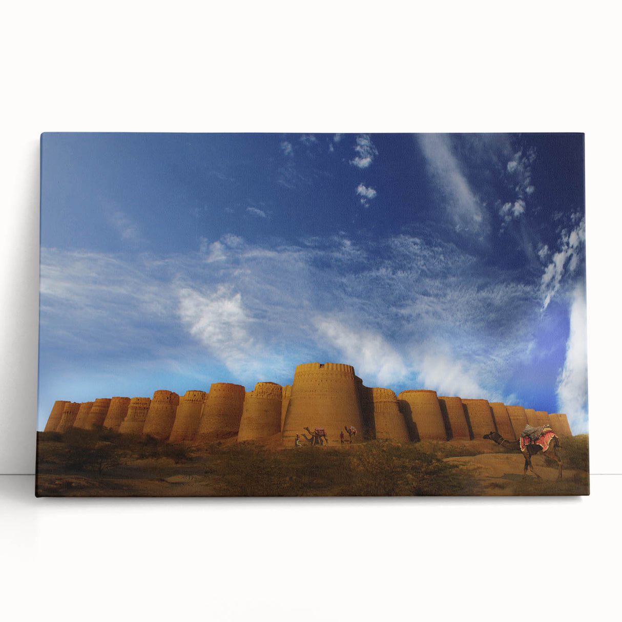 Black and white photograph of a scenic Pakistani landscape on stretched canvas, ideal for kitchen wall art or bedroom.