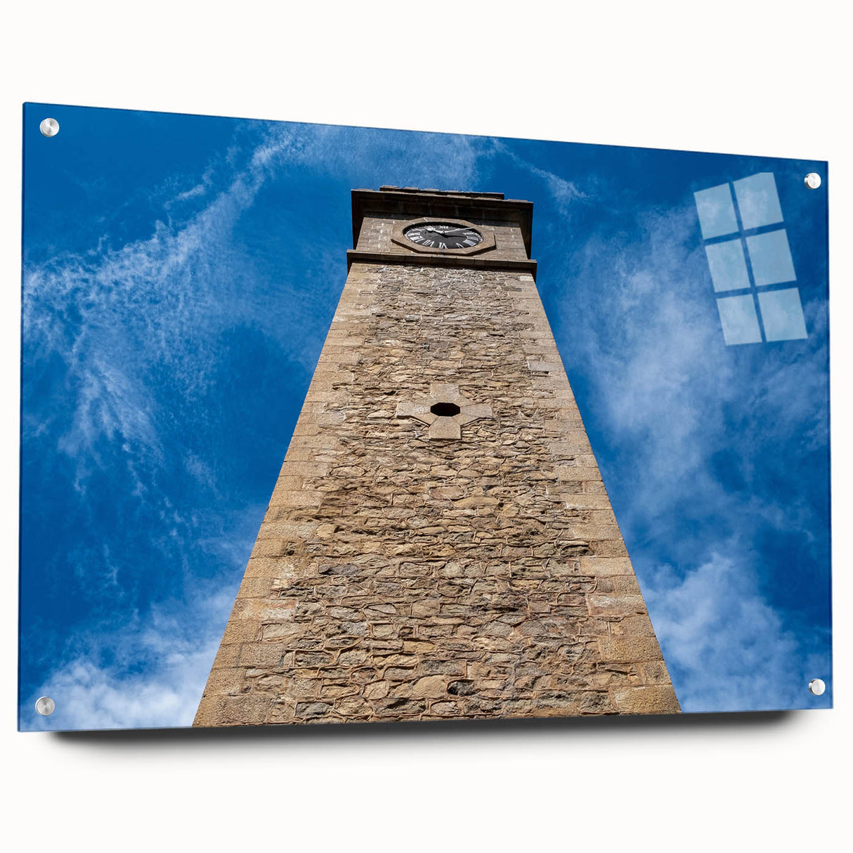 Acrylic print of a serene Sri Lankan landscape in soft green and blue hues, ideal for dining room decor.