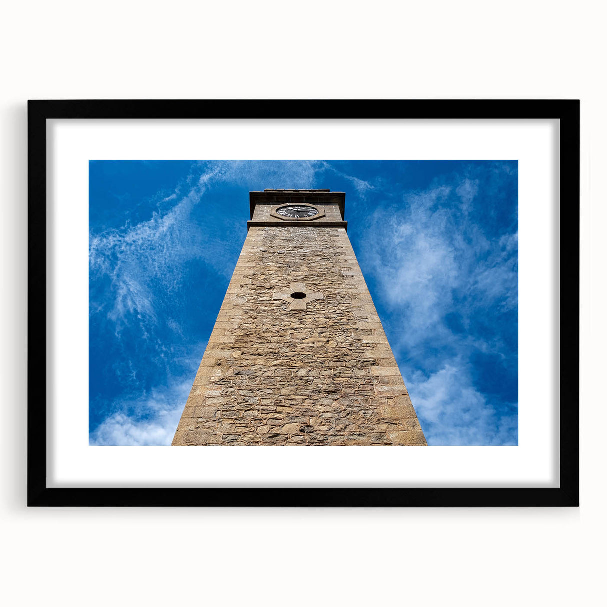 Abstract art print of vibrant, colorful textured scenery in Sri Lanka, framed in black, ideal for living room decor.