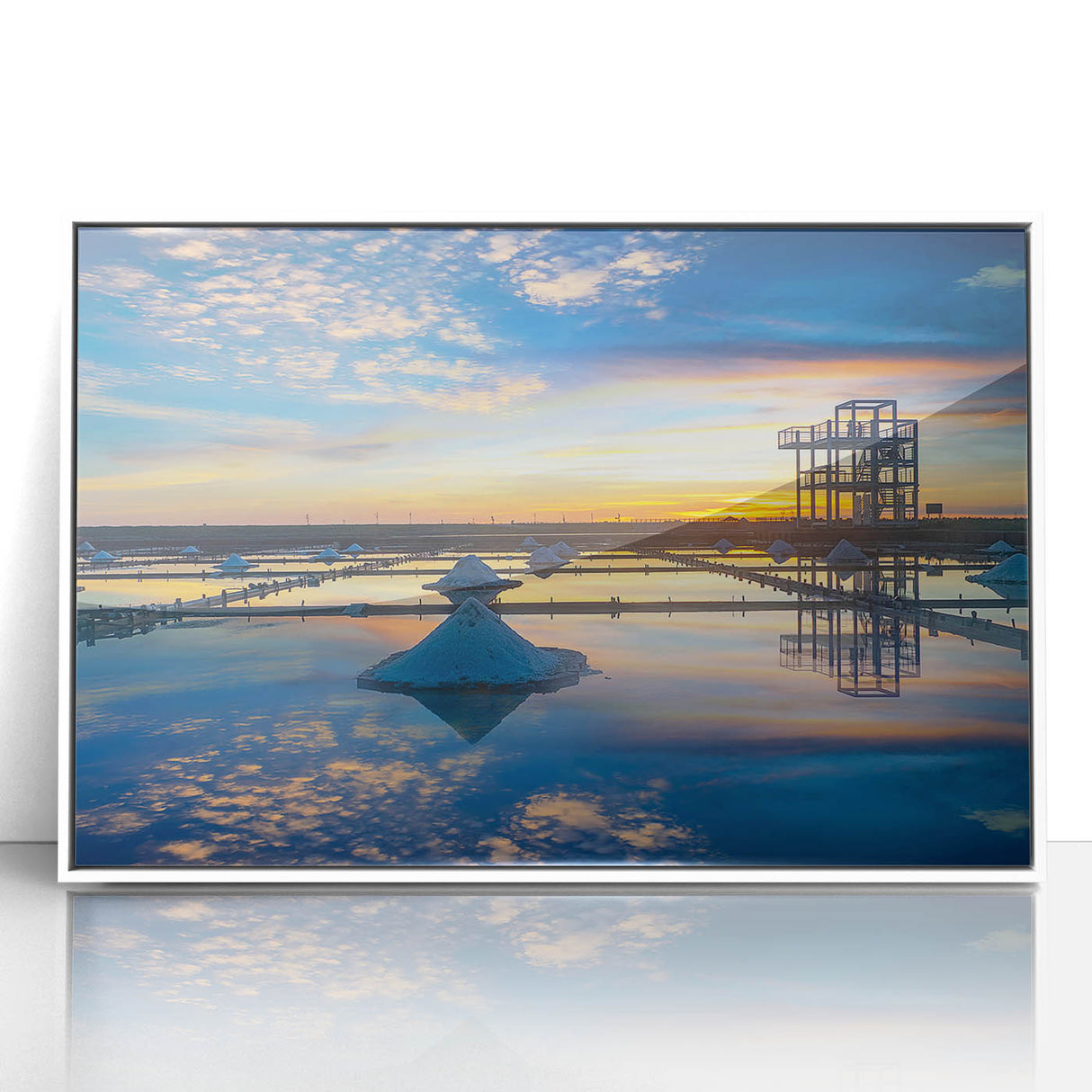 Framed acrylic print of a serene Taiwan landscape in soft pastel shades, suited for modern art wall decor or nursery.