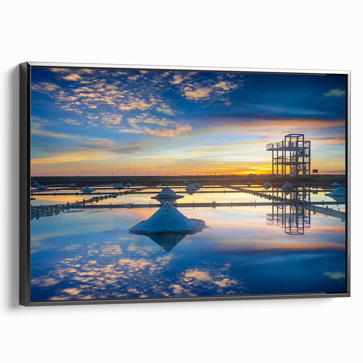 Framed canvas featuring a black and white landscape of Taiwan, ideal for bedroom wall decor.