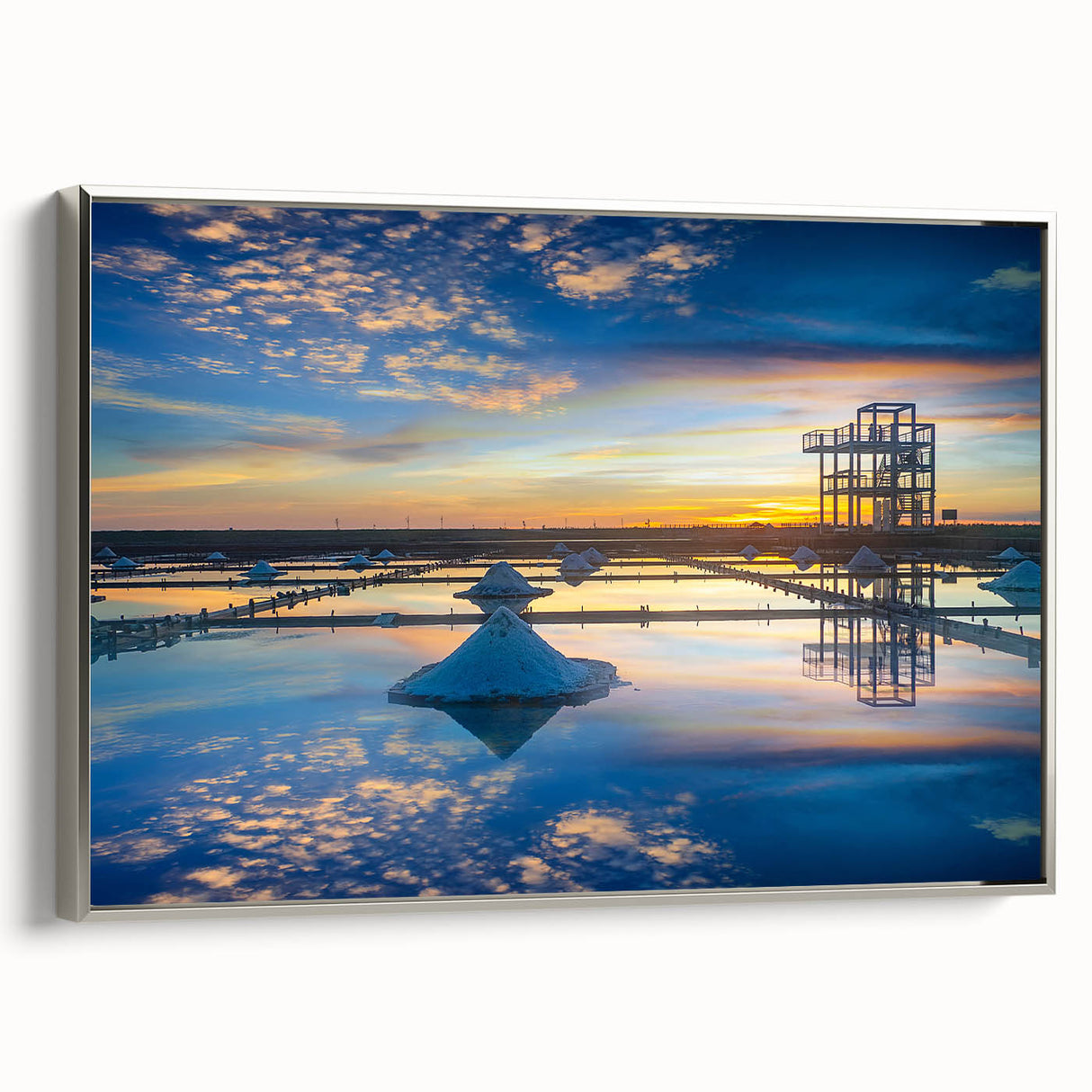 Landscape art painting of a Taiwanese scenery in vibrant colors on a framed canvas, ideal for living room decor.