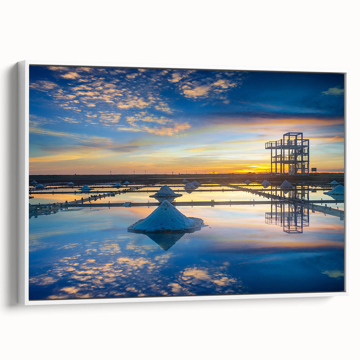 Vintage poster art of a Taiwanese landscape on framed canvas, featuring vibrant, colorful art ideal for living room decor.