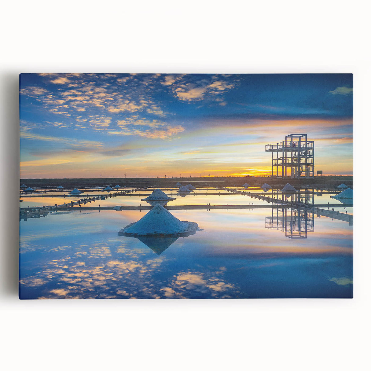 Large black and white stretched canvas of a Taiwanese landscape, suited for kitchen wall art.