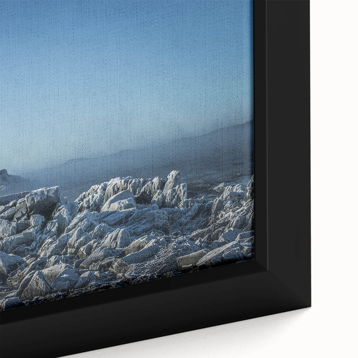 Extra large framed canvas featuring a textured depiction of New Brunswick scenery in black with colorful art accents.