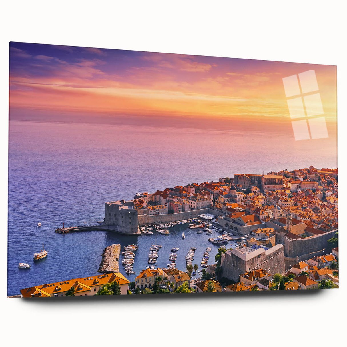 Acrylic print of a Croatian landscape in muted earth tones, ideal for bedroom or dining room art.