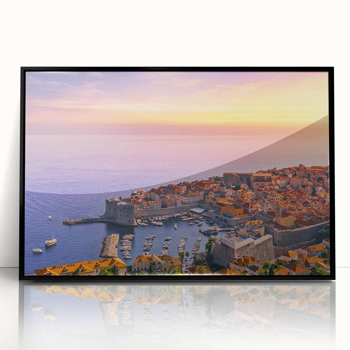 Large abstract wall art featuring a Croatian landscape in muted earth tones on a framed acrylic.