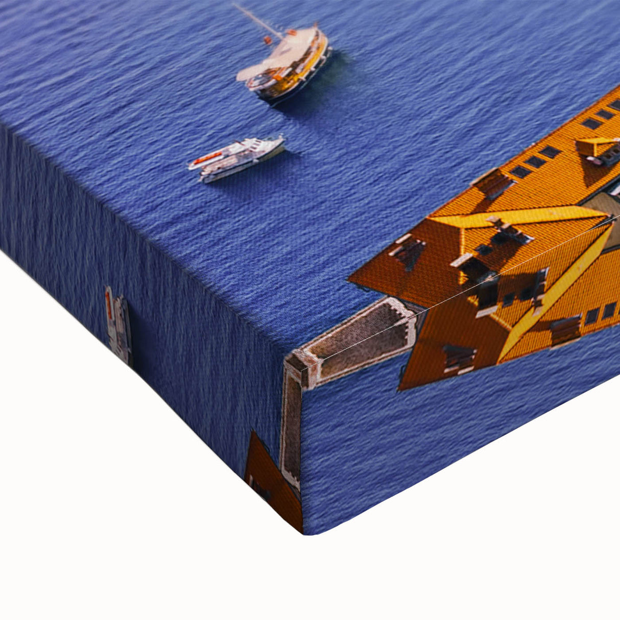 Black and white landscape art painting of a Croatian scenery on large stretched canvas, ideal for bedroom wall decor.