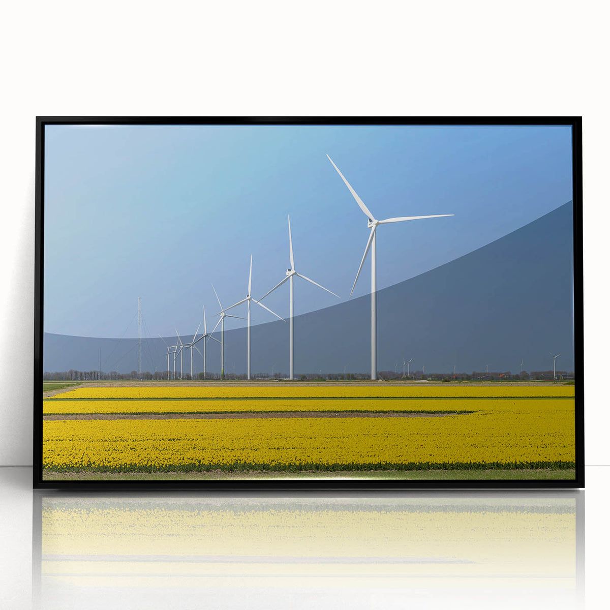 Large abstract wall art depicting a minimalist European scenery in muted earth tones on a framed acrylic.