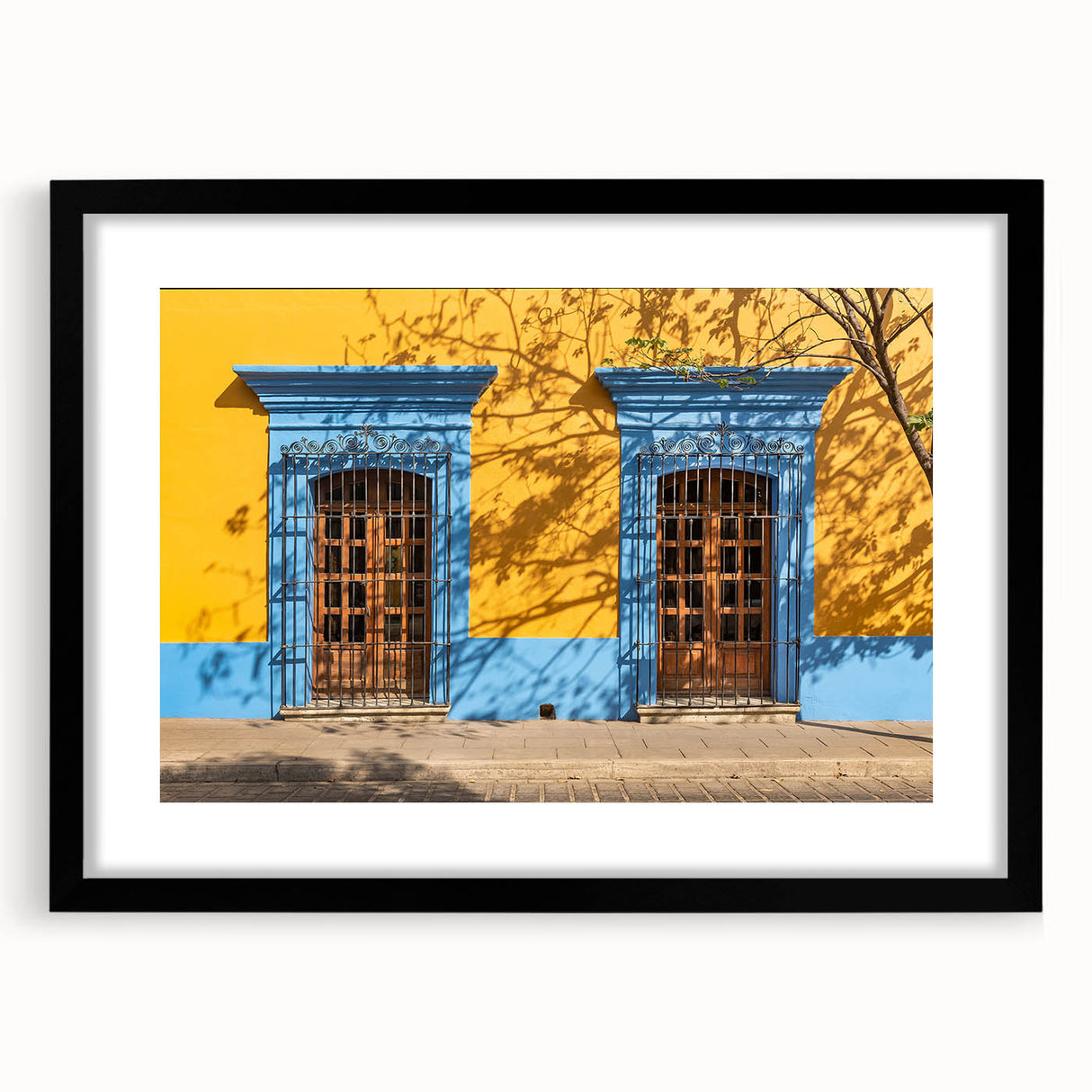Abstract art print depicting a vibrant, colorful Oaxaca scenery on a textured, extra large canvas.