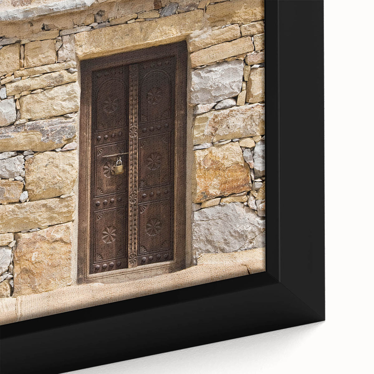 Framed canvas depicting a textured skyline of Dubai in black with vibrant, colorful accents.