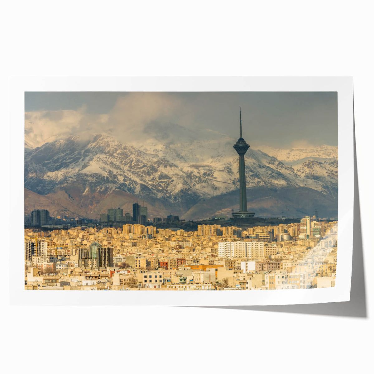 Extra large rolled print of a Middle Eastern scenery with vibrant floral patterns, ideal for art wall dining room.