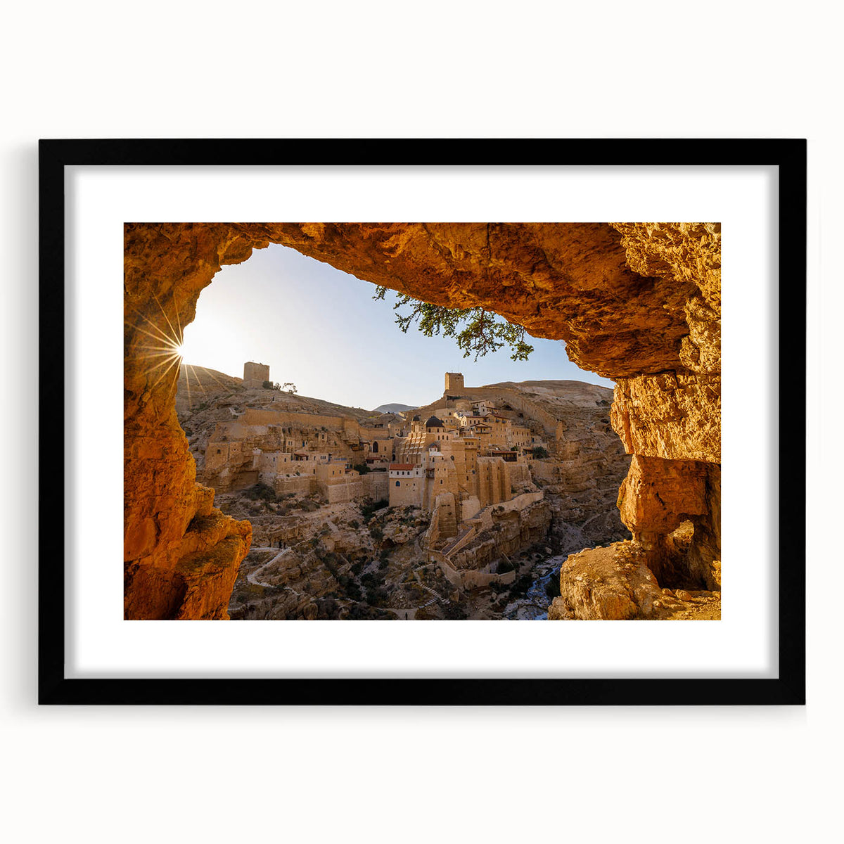 Abstract colorful art print of Jerusalem scenery in textured style on extra large canvas, ideal for living room wall decor.
