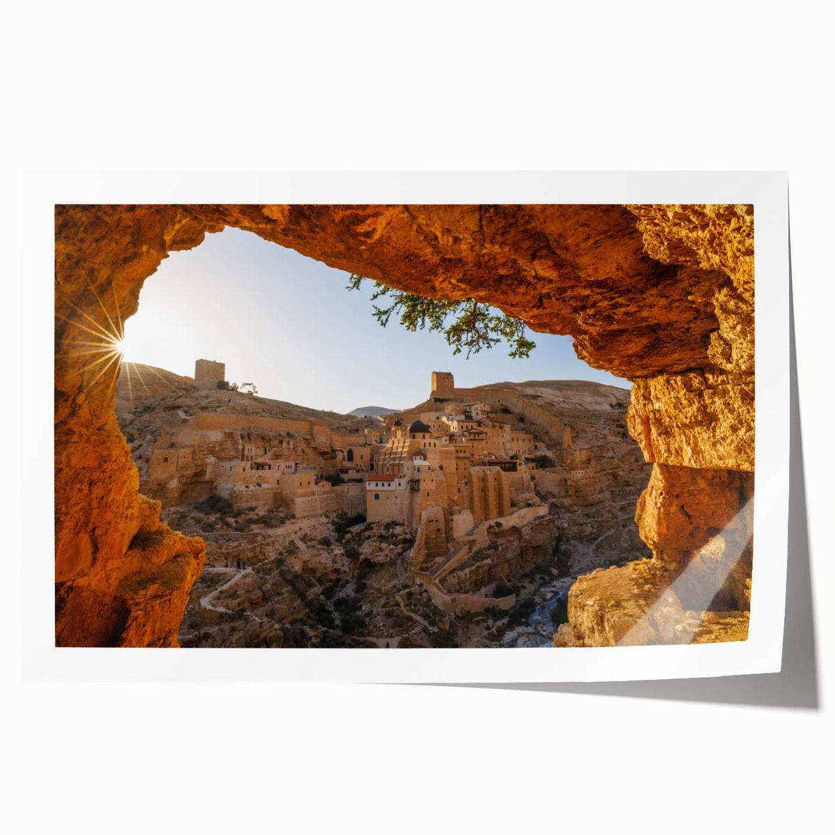 Rolled print of Jerusalem scenery with muted earth tones, ideal for art wall dining room.