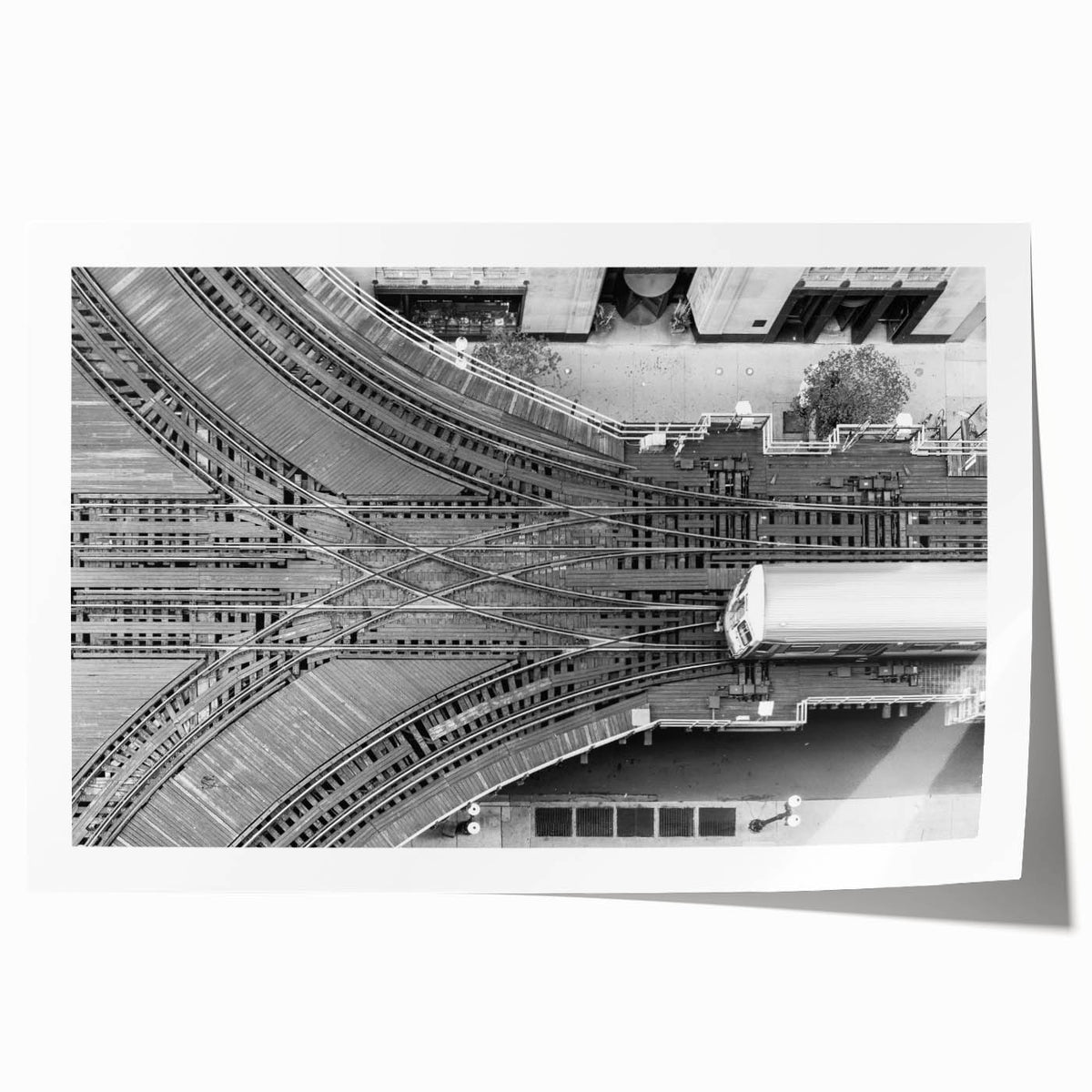 Extra large rolled print of Chicago skyline in muted gray tones, ideal for art wall dining room.