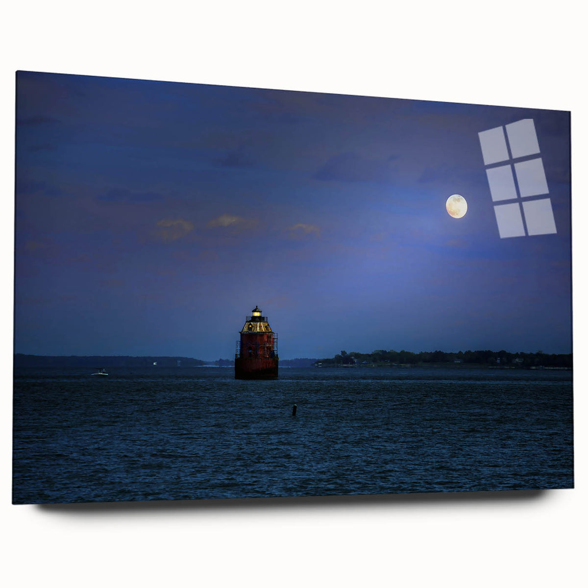 Acrylic print of Annapolis scenery in muted blue and green tones, suitable for dining room or bedroom decor.