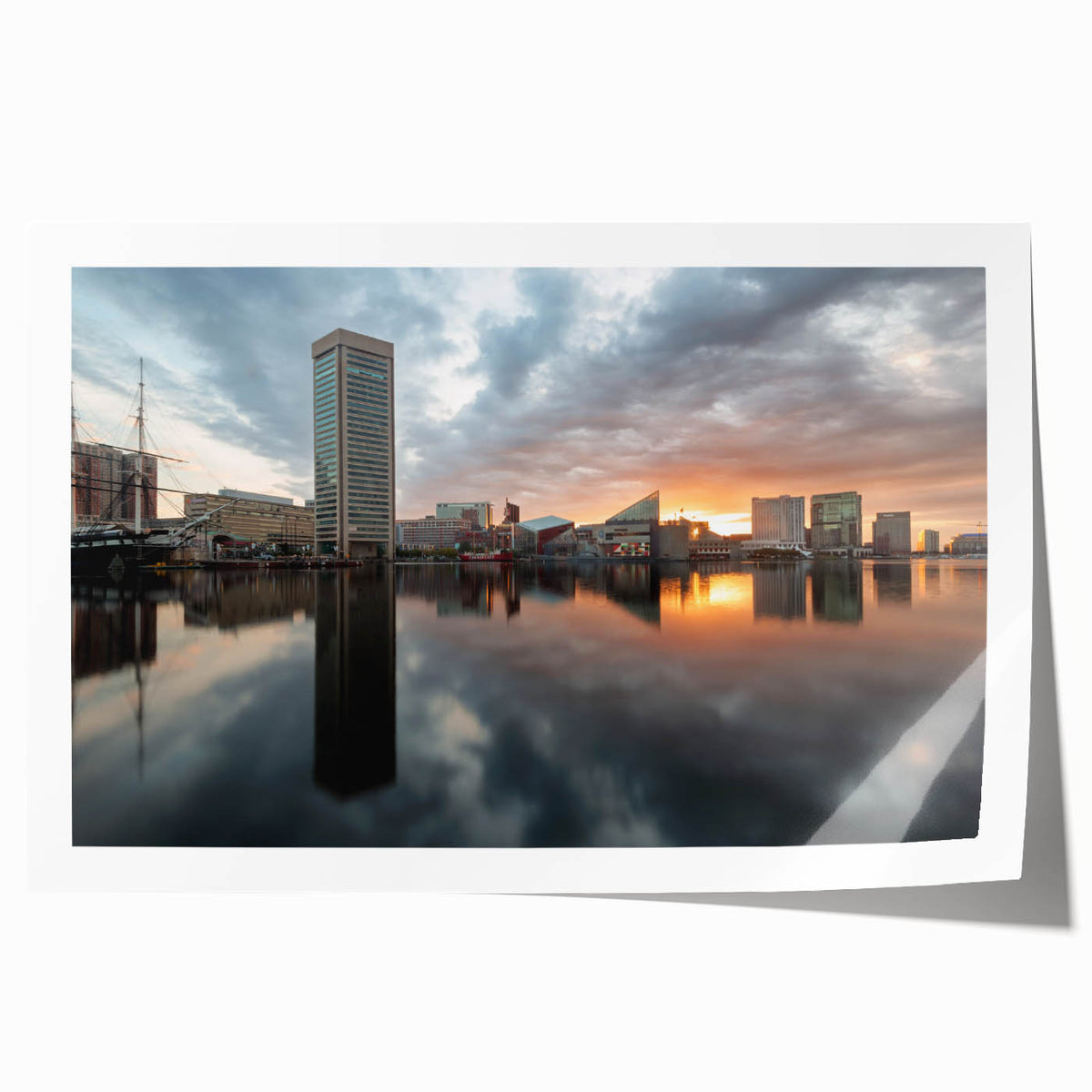 Extra large rolled print of Baltimore scenery in pastel shades, ideal for art wall dining room.