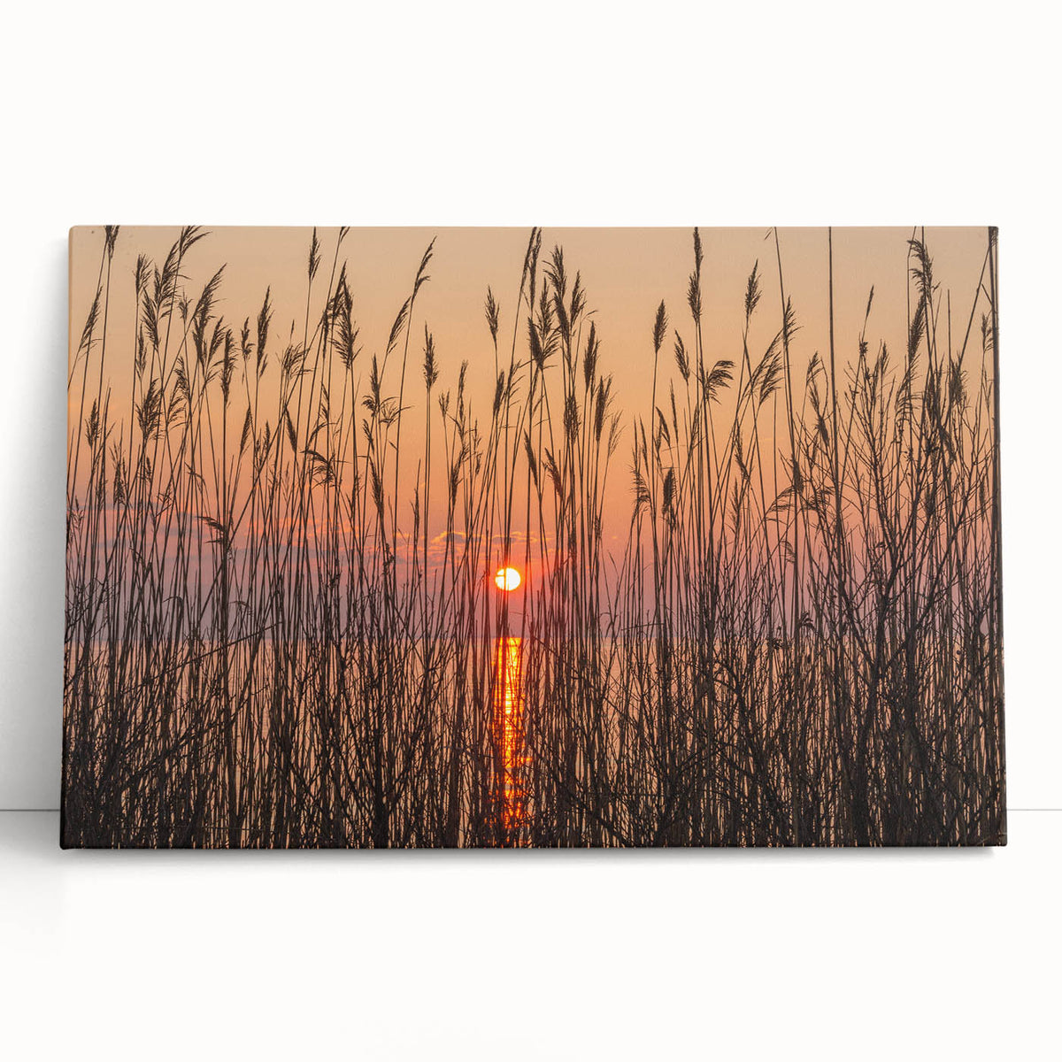 Vintage poster art of Chesapeake Bay with colorful sailboats on stretched canvas, ideal for living room decor.