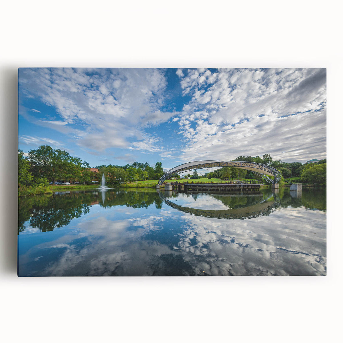 Black and white stretched canvas of Charlotte, North Carolina skyline, ideal for kitchen wall art.