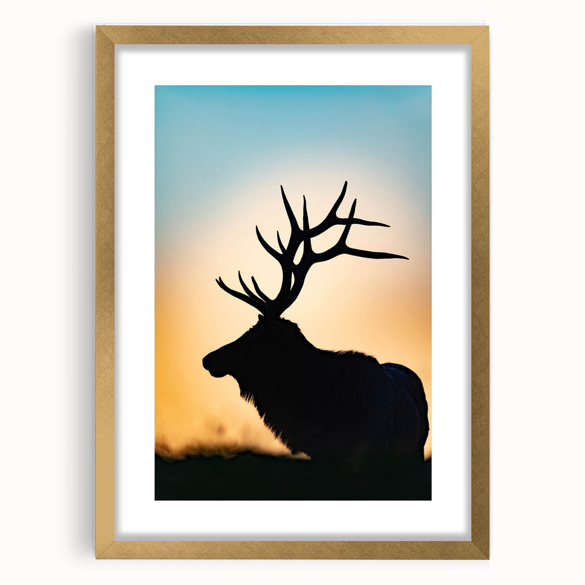 Extra large abstract art print featuring a textured Pennsylvania scenery in muted earth tones, framed in gold.