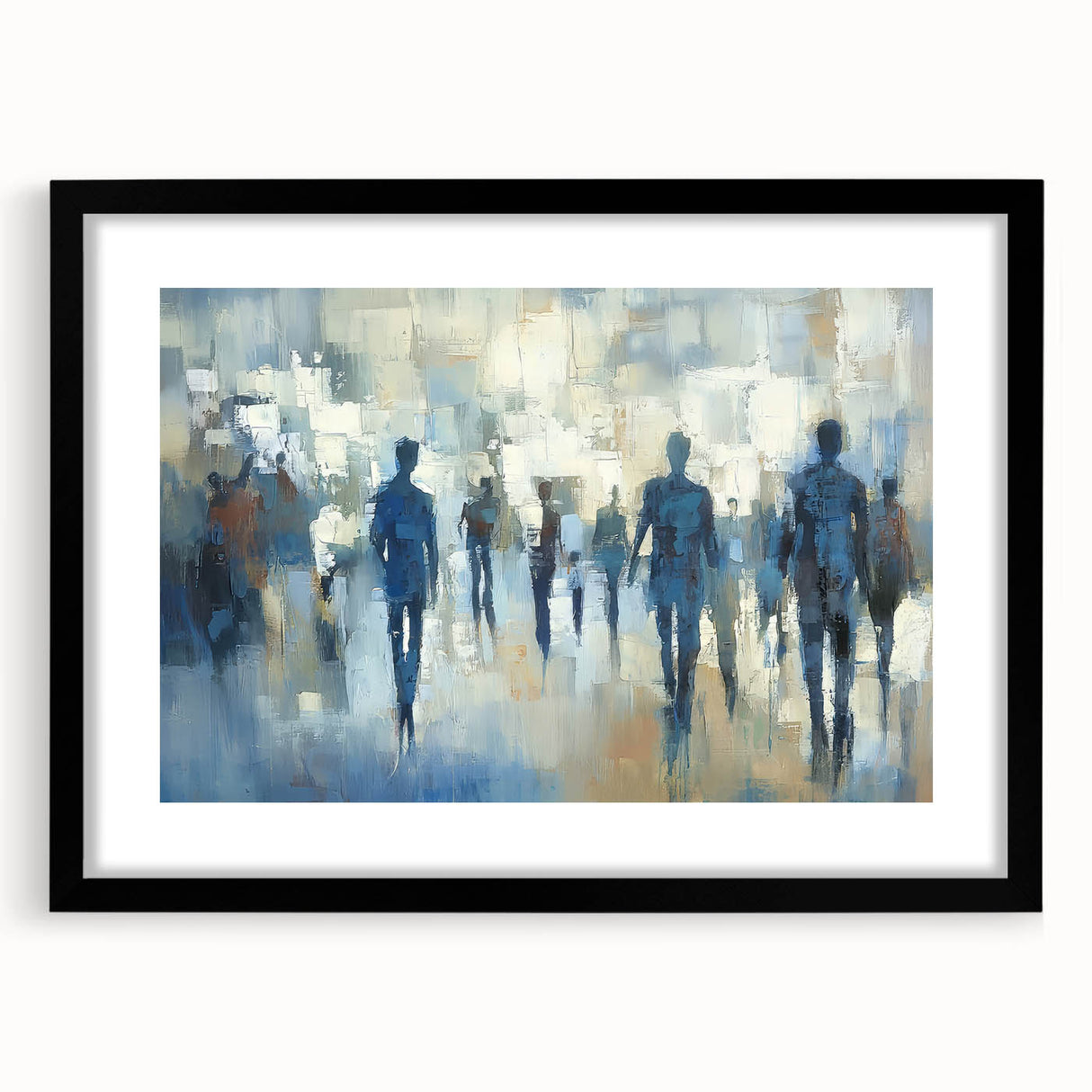 Abstract figurative black frame with a mat, showcasing modern art design, ideal for wall decor. Perfect addition to contemporary living spaces or galleries.