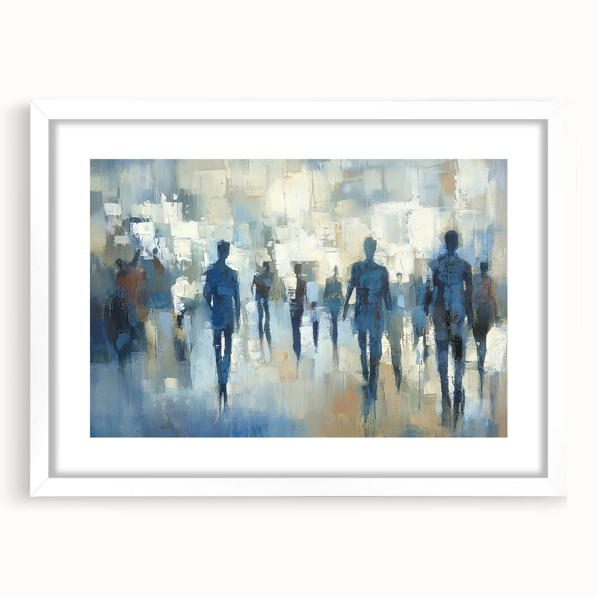 Abstract figurative frame with a white mat, showcasing a modern artistic design. Ideal for contemporary decor, enhancing any living space with style.