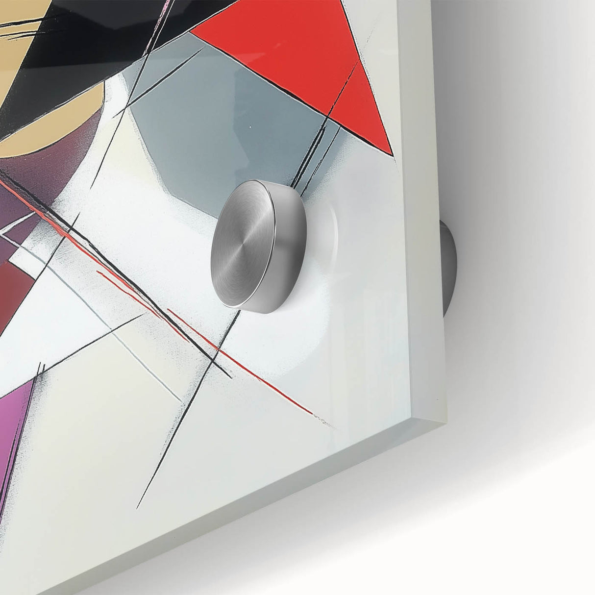 Geometric Abstract Wall Decor – Sharp Angles in Red & Charcoal