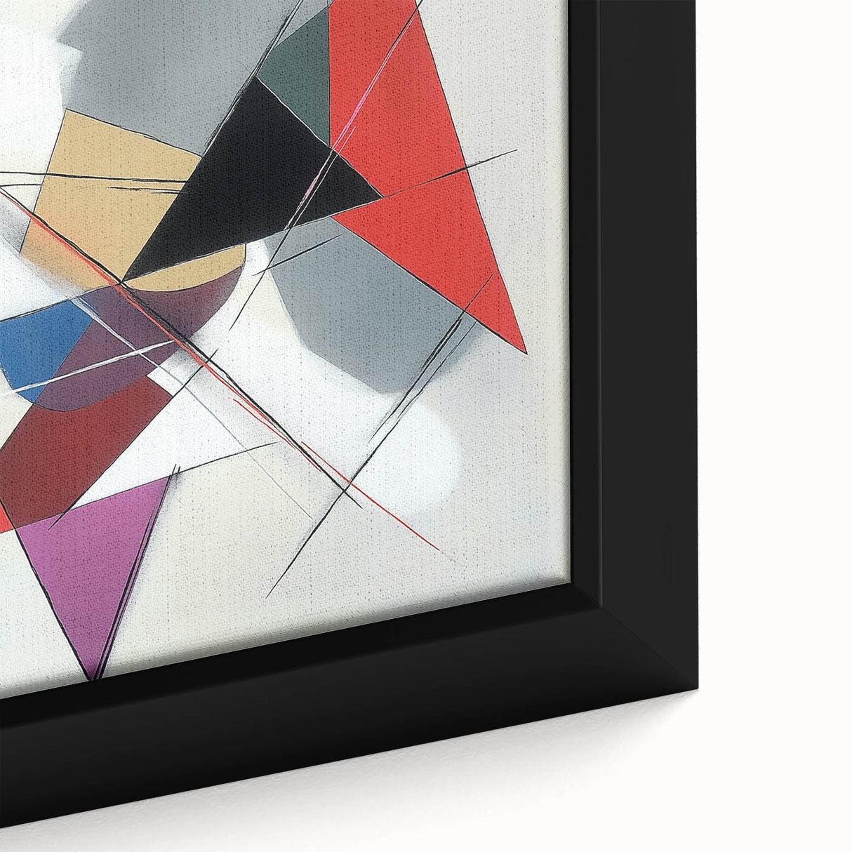 Geometric Abstract Wall Decor – Sharp Angles in Red & Charcoal