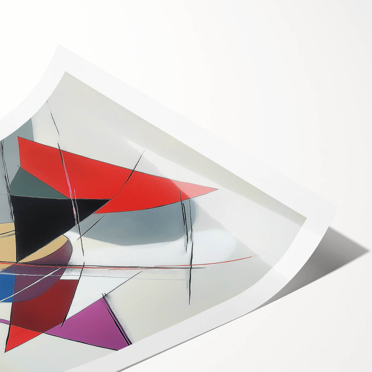 Geometric Abstract Wall Decor – Sharp Angles in Red & Charcoal