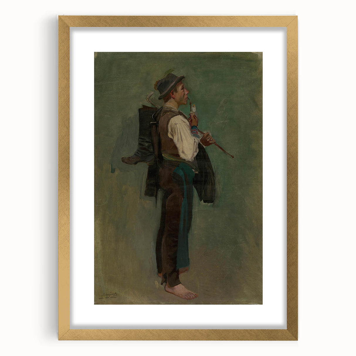 Romanticism Art - Young Man with Pipe by Ladislav Mednyánszky Print