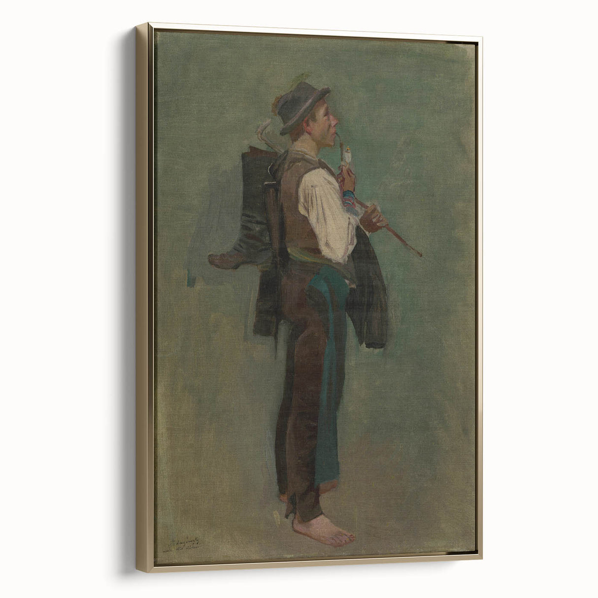 Romanticism Art - Young Man with Pipe by Ladislav Mednyánszky Print