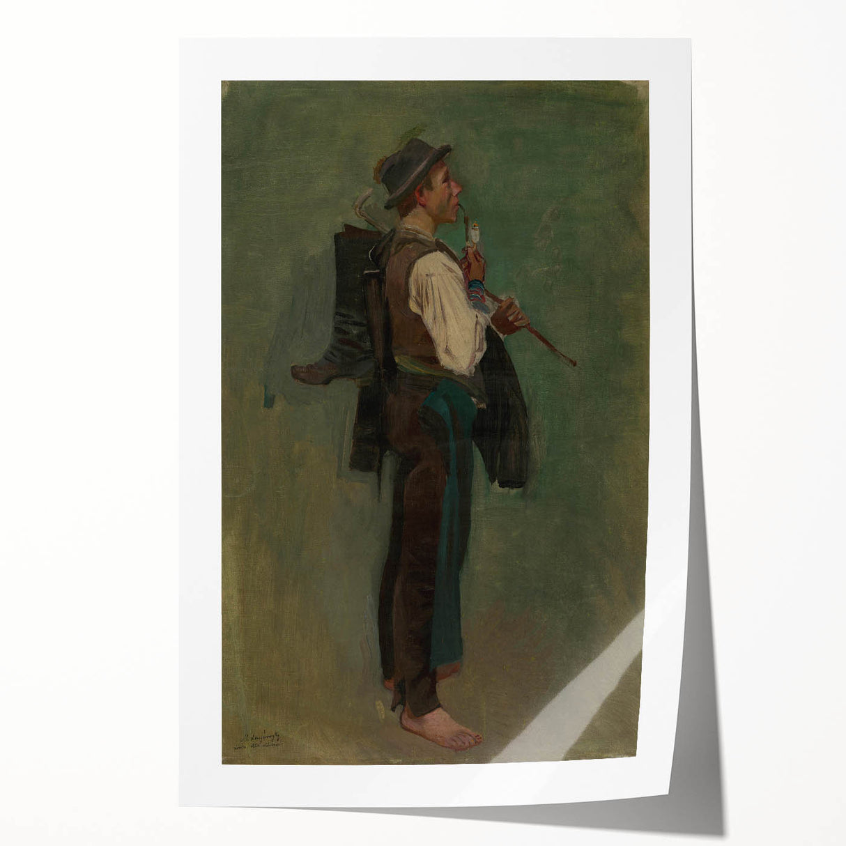 Romanticism Art - Young Man with Pipe by Ladislav Mednyánszky Print