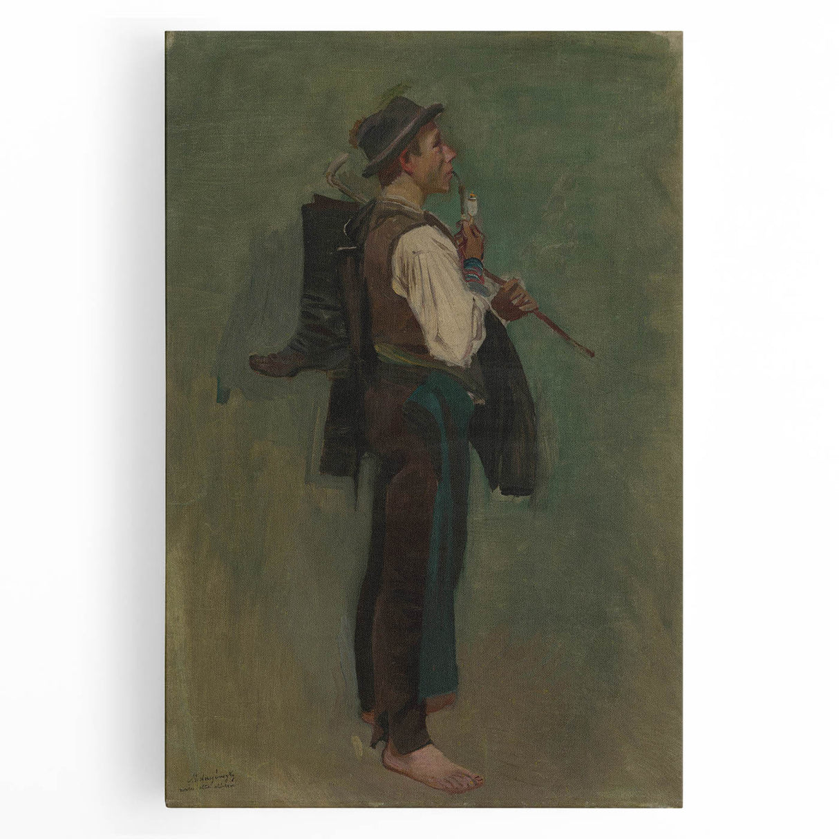 Romanticism Art - Young Man with Pipe by Ladislav Mednyánszky Print
